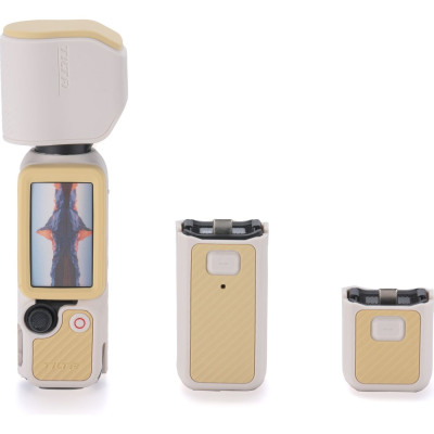 Avatar Shop|Tilta Husa de Protectie din Silicon pentru DJI Osmo Pocket 4 Power Kit, Set 5 Piese, Bej Nisipiu, Grip Anti-Alunecare|Tilta