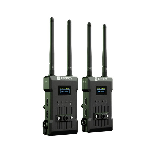 Atomos TX-RX Sistem Transmisie Video Wireless 4K/HD, Distanta 300m, 4 Receptoare per Transmitator, Alimentare NP-F/USB-C/DC