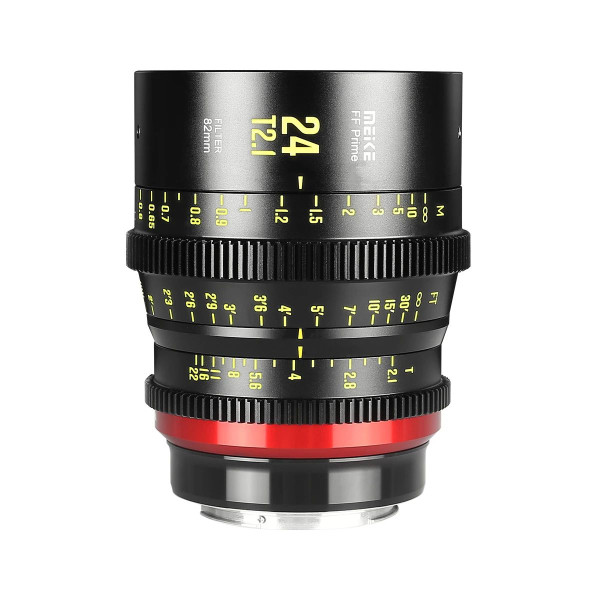 Meike 24mm T2.1 FF-Prime Obiectiv Cine, Montura PL, Diafragma T2.1-T22, 14 Elemente in 9 Grupuri, Filtre 82mm