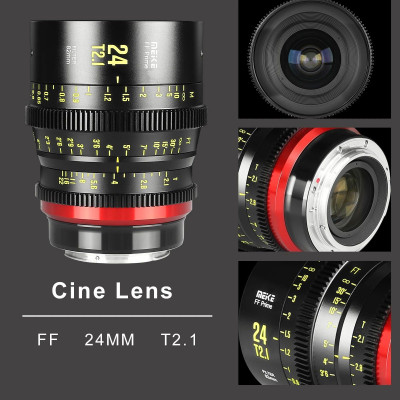 Avatar Shop|Meike 24mm T2.1 FF-Prime Obiectiv Cine, Montura PL, Diafragma T2.1-T22, 14 Elemente in 9 Grupuri, Filtre 82mm|Meike