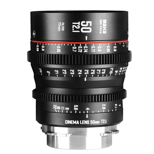 Meike 50mm T2.1 S35 Prime Cine Obiectiv, Montura PL, Diafragma T2.1-T22, 11 Lamele, Filtru 77mm, Focus Manual