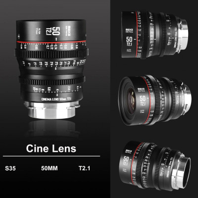 Avatar Shop|Meike 50mm T2.1 S35 Prime Cine Obiectiv, Montura PL, Diafragma T2.1-T22, 11 Lamele, Filtru 77mm, Focus Manual|Meike