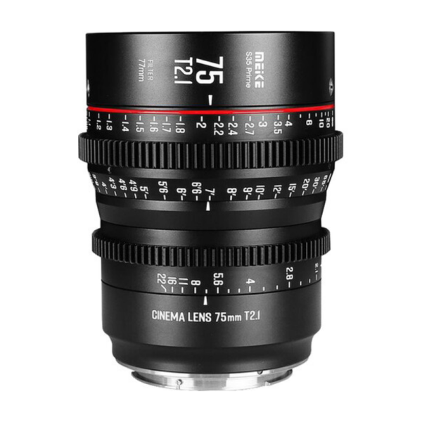 Meike 75mm T2.1 Super 35 Prime Obiectiv Cine, Montura PL, Diafragma T2.1-T22, Distanta Focala 75mm, Filet Filtru 77mm
