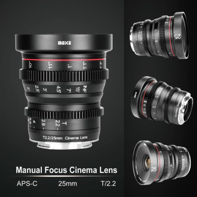 Avatar Shop|Meike Obiectiv Cine 25mm T2.2, Montura Micro Four Thirds, Focalizare Manuala, Diafragma T2.2-T22, Filtru 77mm|Meike