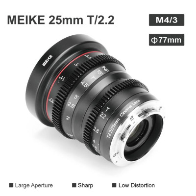 Avatar Shop|Meike Obiectiv Cine 25mm T2.2, Montura Micro Four Thirds, Focalizare Manuala, Diafragma T2.2-T22, Filtru 77mm|Meike