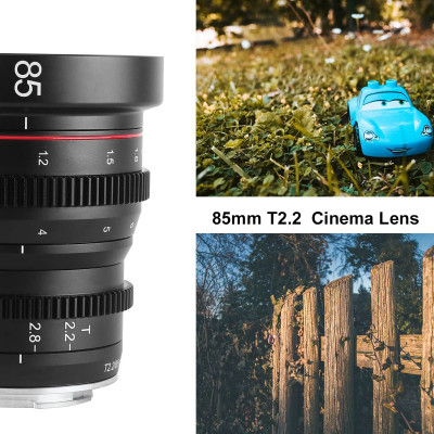 Avatar Shop|Meike 85mm T2.2 Mini Prime Cine Obiectiv, Montura Sony E, Focala 85mm, Diafragma T2.2-T22, Focalizare Manuala, Filtru 77mm|Meike