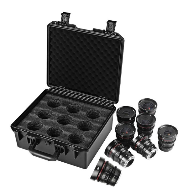 Meike Geanta pentru 9 Obiective Cine, Capacitate 9 Obiective, Insertii din Spuma, Compatibila cu Seria Meike Cine