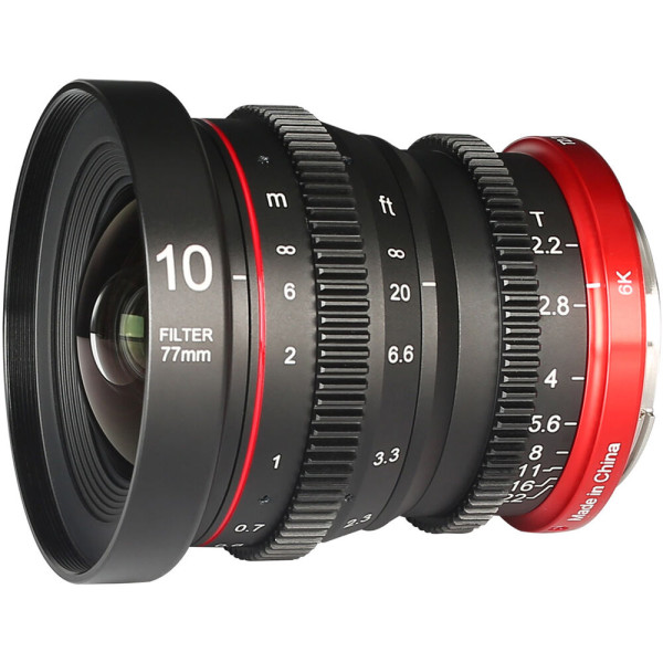 Meike MK-10MM T2.2 Obiectiv Cine Canon RF, Montura Canon RF APS-C, Diafragma T2.2-T22, Filet Filtru 77mm, Focalizare Manuala