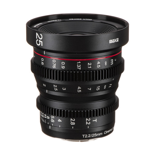 Meike MK-25MM Obiectiv Cinema Focus Manual, Montura Canon RF, Diafragma T2.2-T22, Rotatie Focus 270°, Distanta Minima