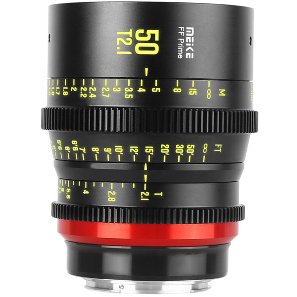 Meike MK-50T2.1 FF-Prime Obiectiv Cine, Montura EF, Focala 50mm, Diafragma T2.1-T22, 12 Elemente in 8 Grupuri, Filet Filtru 82mm