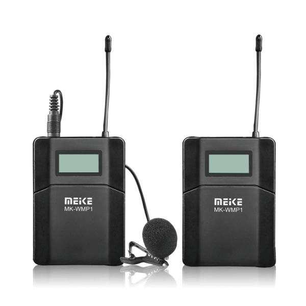 Meike MK-WMP1 Sistem Audio Wireless UHF, Pentru DSLR, Raza 70m, 6 Canale, Microfon Lavaliera, Conector Jack 3.5mm