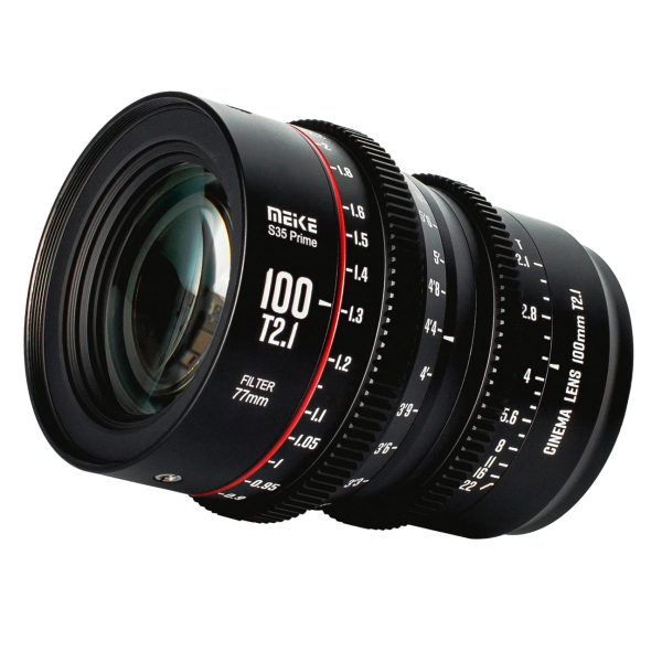 Meike 100mm T2.1 Cine Obiectiv Prim, Montura PL, Super 35, Diafragma 11 Lame, Filet Filtru 77mm