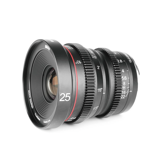 Meike MK-25mm T2.2 X Obiectiv Cine, Montura Fujifilm X, T2.2-T22, Focalizare Minima 0.25m, Filtru 77mm