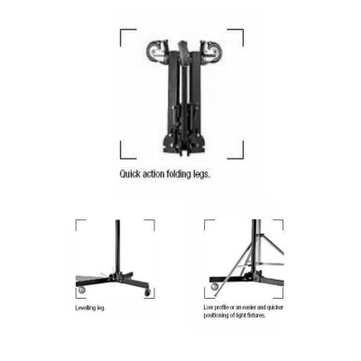 Avatar Shop|Manfrotto 298B Stativ Studio Aluminiu, Inaltime 300 cm, Sarcina 15 kg, Baza Metalica Cu Roti, 3 Sectiuni|Manfrotto Grip