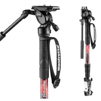 Avatar Shop|Manfrotto Element MII Monopied Video Fluid cu Cap, Baza Fluida Pliabila, 4 Sectiuni, Sustine 4kg, Greutate 1kg, Aluminiu|Manfrotto Video