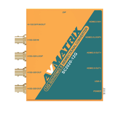 Avatar Shop|AVMatrix SC2020-12G Convertor Bidirectional 12G-SDI/HDMI 2.0, UHD 4K60, Interfata Optica SFP, Control USB-C, Alimentare 5-24V|AVMATRIX