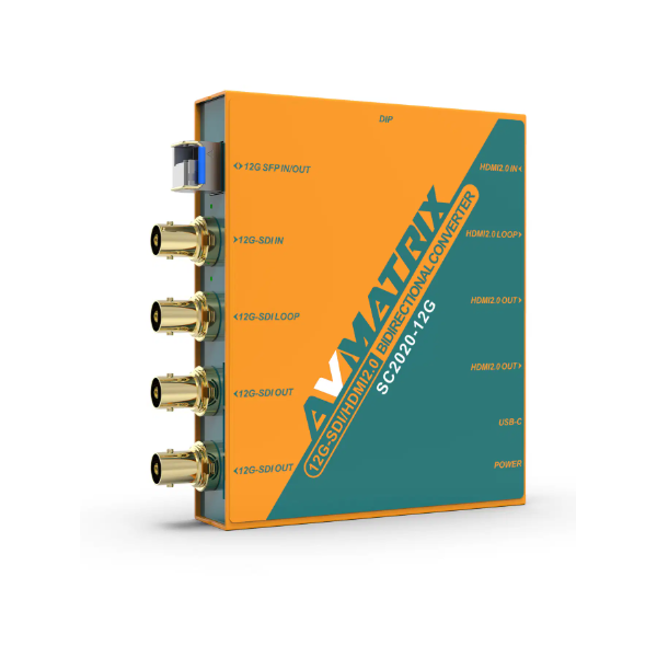 AVMatrix SC2020-12G TR Convertor Bidirectional 12G-SDI/HDMI 2.0, Modul SFP Transceiver, UHD 4K60, Configurare USB-C