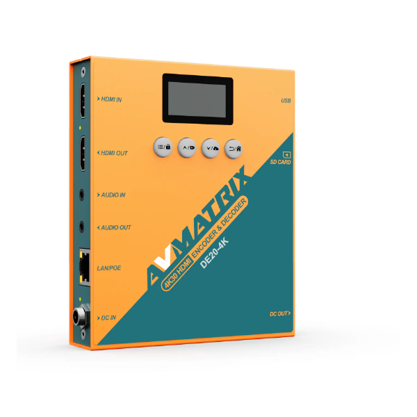 AVMatrix DE20-4K Encoder si Decoder HDMI/IP, Intrare HDMI 4K60, Encodare/Decodare 4K30, NDI|HX/HX2/HX3, PoE+