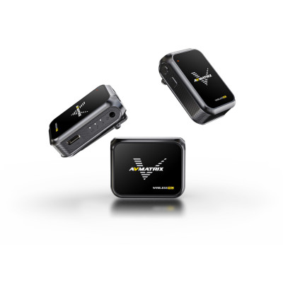 Avatar Shop|AvMatrix WM12 Dual Sistem Microfon Wireless, 2 Transmitatoare, 1 Receiver, 2.4 GHz, Raza 100m, Monitorizare OLED/TFT|AVMATRIX