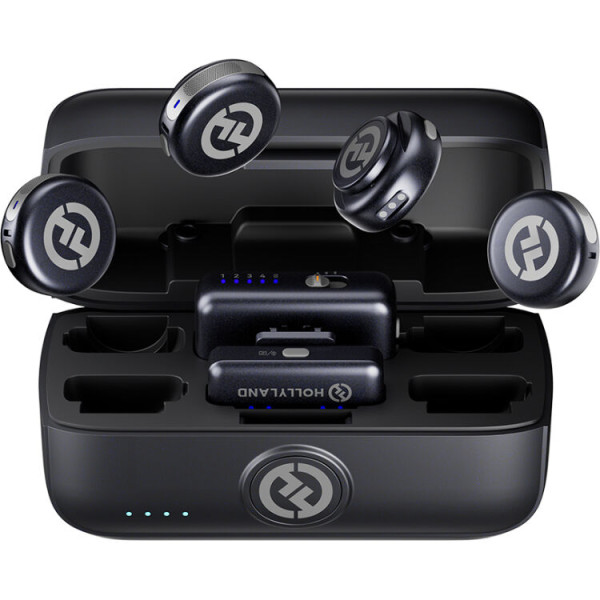 Hollyland LARK M3 Combo Sistem Lavaliere Wireless, 4 Transmitatoare, 2 Receptoare USB-C si Camera RX, Raza 300m, Autonomie 24h