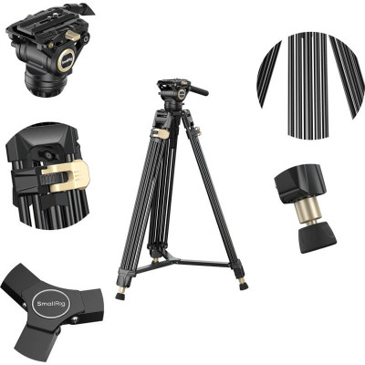 Avatar Shop|SmallRig 3751P AD-01 Pro Trepied Video, Cap Fluid, Inaltime 186 cm, Sarcina 8 kg, 75 mm, QR Drop-In Manfrotto / DJI RS|SmallRig
