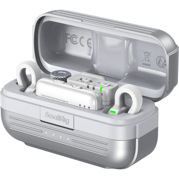 SmallRig 5716 S70 Microfon Wireless, Compatibilitate Multi-Dispozitiv, Alb, USB-C si 3.5mm, 48kHz/24-bit