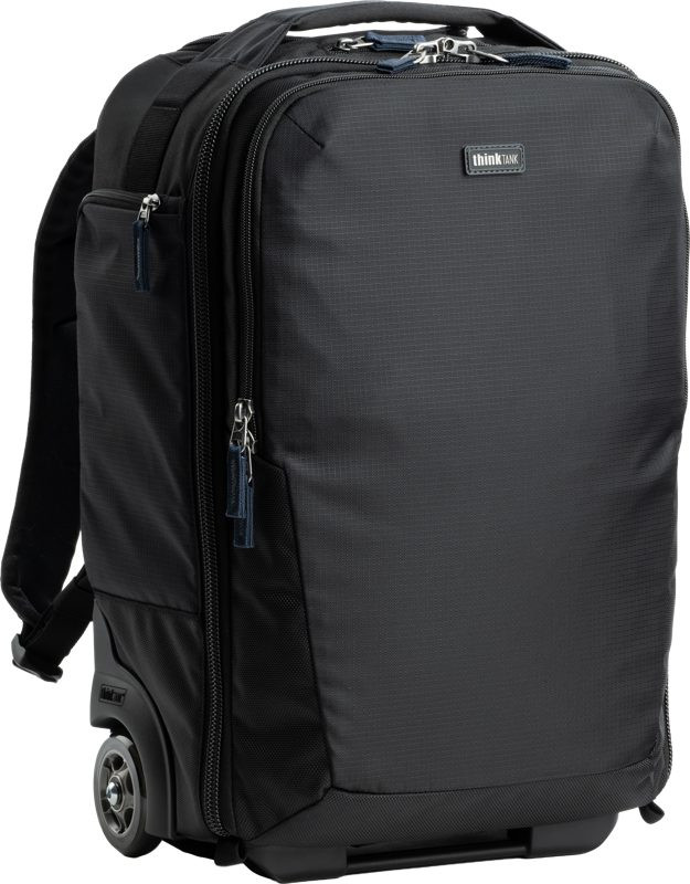 Think Tank Airport Essentials Rolling Backpack, Rucsac Foto cu Roti, Negru, Compartiment Laptop 16 inci, Compatibil Trepied