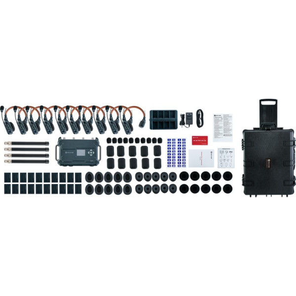 Hollyland Solidcom C1 Pro Roaming Hub 10S, Sistem Intercom Wireless, 10 Casti Single-Ear, Montura V-mount, DECT 1.9GHz