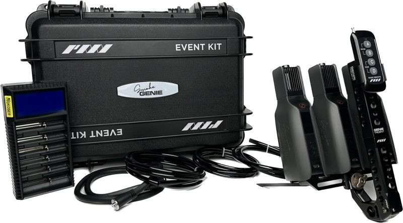 PMI SmokeGENIE Event Kit, Masina de Fum Portabila, Set 3 Bucati, Telecomanda Magic Remote, Formula Certificata Food Safe
