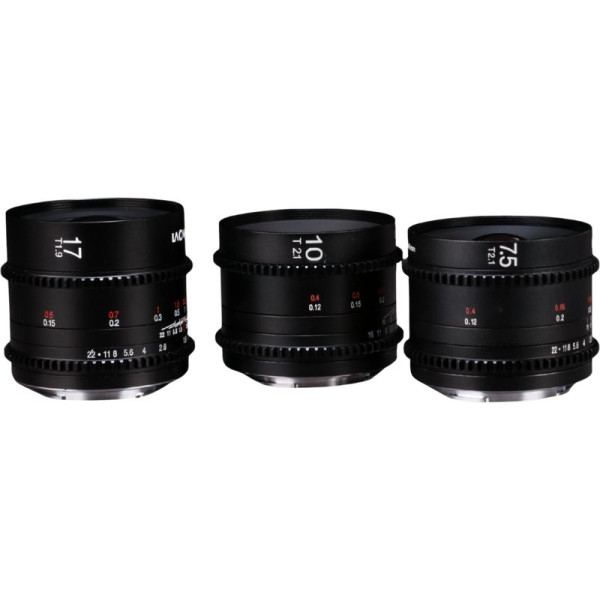 Laowa MFT Cine Prime 3-Lens Wide Bundle, Set Obiective Cinema, Montura MFT, 7.5mm T2.1, 10mm T2.1 Zero-D, 17mm T1.9