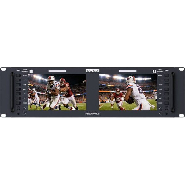 Feelworld FRM701G Monitor Dual 7 inch, Rezolutie 1920x1200, 3RU Rackmount, 12G-SDI, 4K@60Hz