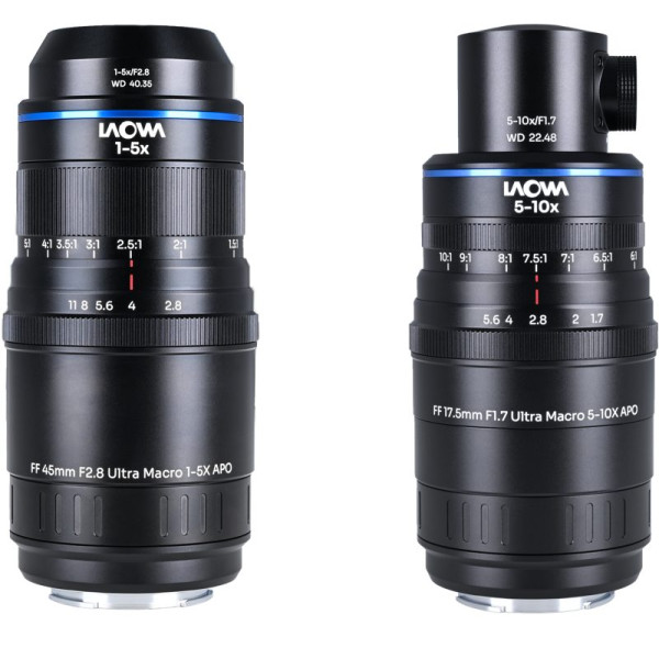 Laowa Aksen 2-Lens Bundle, Set Obiective Macro, 45mm f/2.8, 17.5mm f/1.7, Iluminare Coaxiala, Montura Sony FE