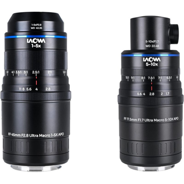 Laowa Aksen 2-Lens Bundle, Obiective Macro 45mm f/2.8 si 17.5mm f/1.7, Montura L, Marire 1-10X, APO