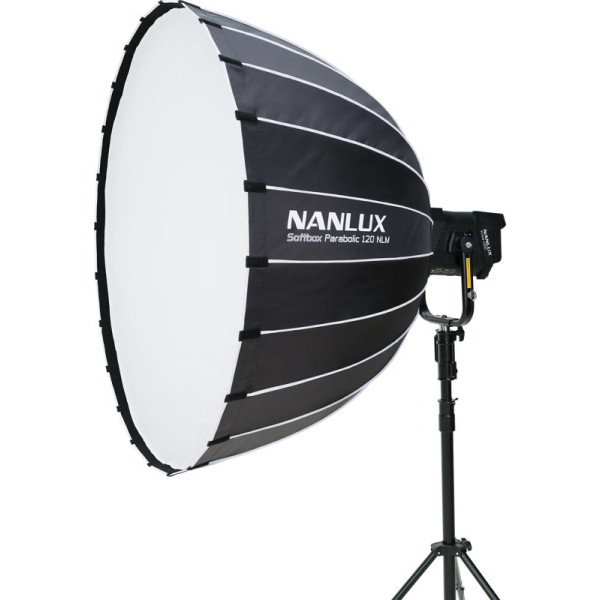 Nanlux Softbox Parabolic 120cm, Montura NLM, Pentru Seria Evoke, Interior Argintiu, Difuzoare Detasabile