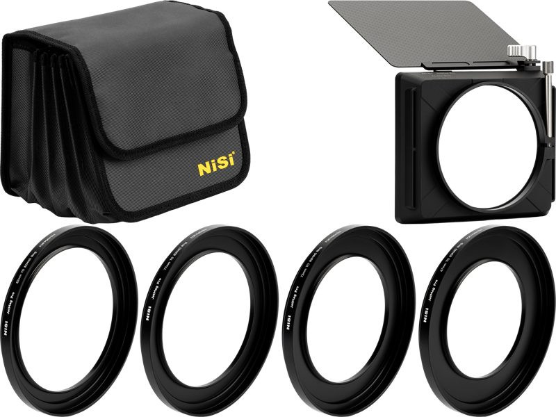 NiSi JetMag Pro Matte Box Kit 82Mag, Set Parasolar Magnetic, Panou Fibra de Carbon, Greutate 140g, 4 Inele Adaptoare