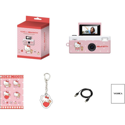 Avatar Shop|YASHICA Funtastic Polka Dot, Camera Breloc, Ecran Flip 180°, Senzor CMOS 1MP, Rezolutie 1440x1080, USB-C, Slot MicroSD 64GB|Yashica