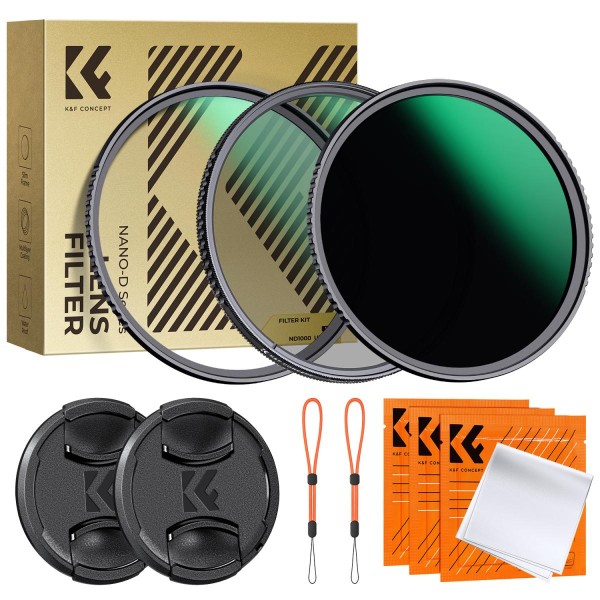 K&F 72mm CPL+MCUV+ND1000+, Capac pentru obiectiv, filtru polarizare circular, protecție MCUV