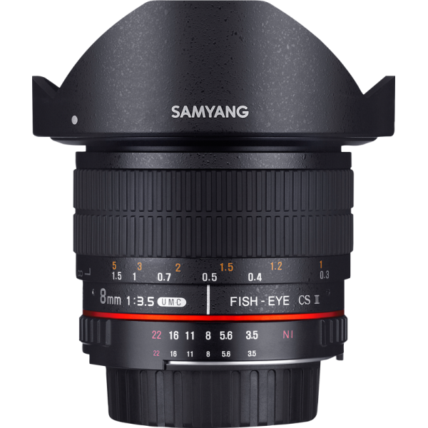 Samyang 8mm F3.5 UMC Fish-Eye CS II Canon EF Obiectiv foto Fish-Eye, Ultra Wide, Parasolar Detasabil, Montura Canon