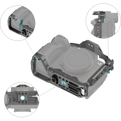 Avatar-Shop|SmallRig 4539 HawkLock Quick Release Advanced Cage Kit for Sony Alpha 7R V, Kit carcasa camera foto video mirrorless cu maner|SmallRig
