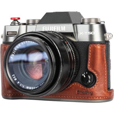 Avatar-Shop|SmallRig 4710 Leather Half Case Kit for Fujifilm X-T50 Brown, Carcasa si curea piele camera foto video mirrorless|SmallRig