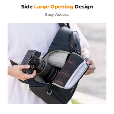 Avatar Shop|K&F Concept Sling Urban Wander 02 Rucsac Foto 10L, Crossbody, Acces Lateral Rapid, Protectie Socuri, Suport Trepied, Albastru|K&F Concept