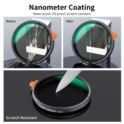 Avatar-Shop|K&F Filtru 52mm Variable ND Filter ND2-ND400 (9 Stop), Filtru obiectiv ND variabil|K&F Concept