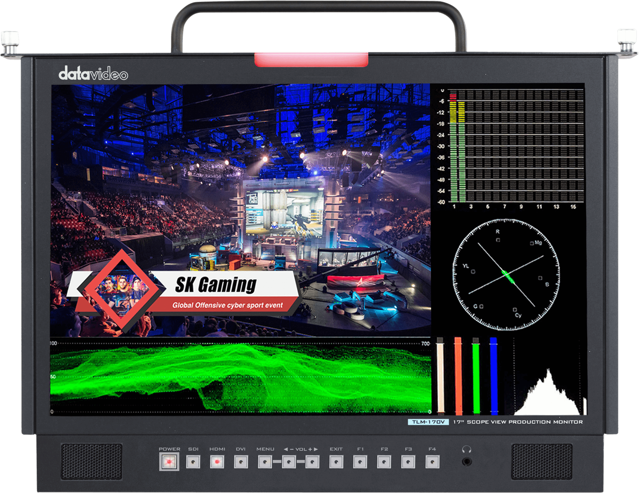 monitor datavideo tlm-170vm rack 1u retractabil scopeview sdi hdmi