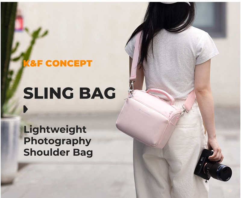 geanta foto roz k&f concept urban wander 05 pink sling crossbody compact