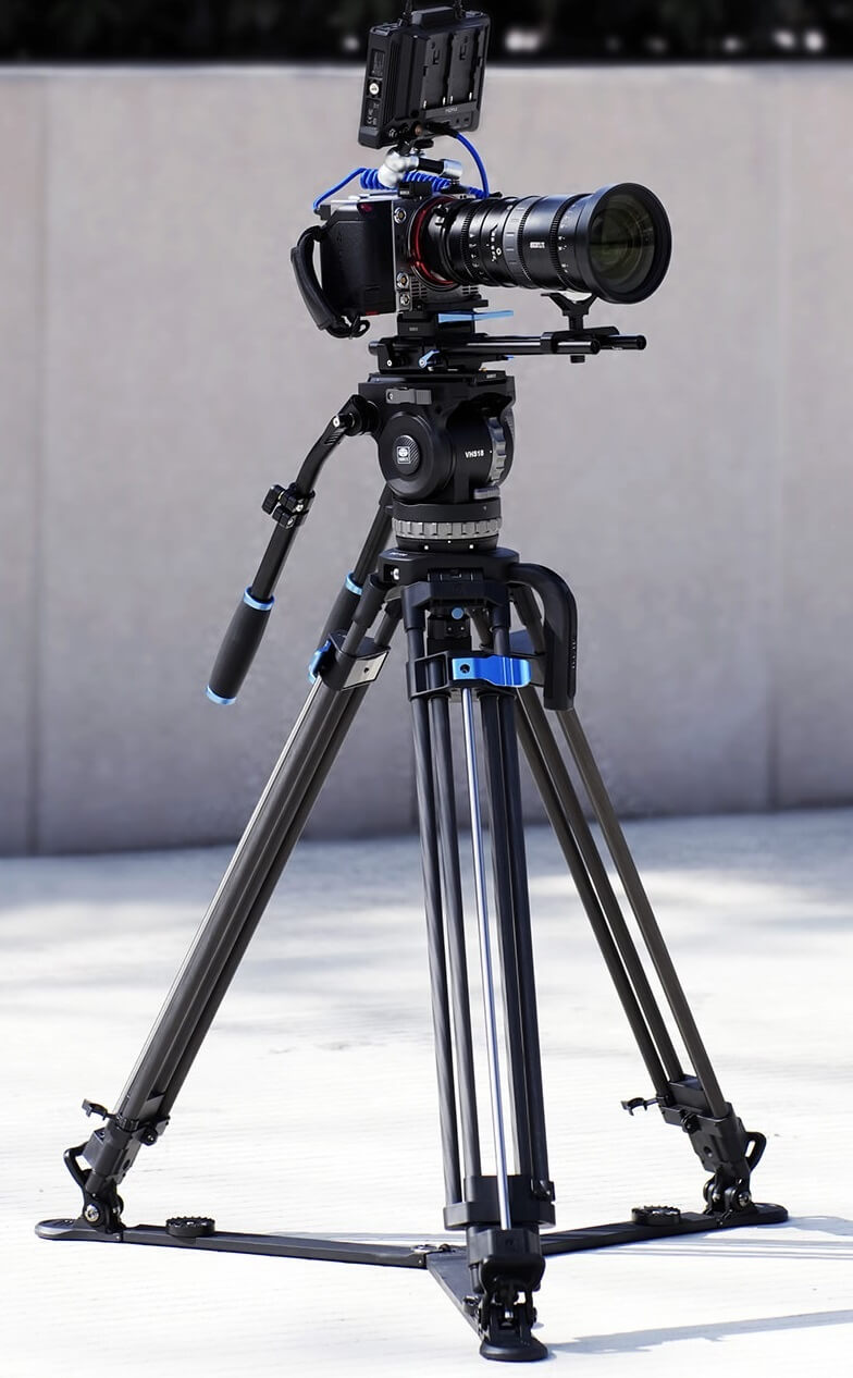 sirui sq100+vhs18 pro video tripod kit carbon fiber twin-leg 100mm bowl one-step height adjustment