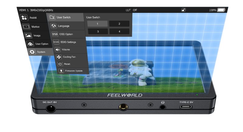 Feelworld T6 Monitor HDMI Camera 6 inch, Ecran IPS Full HD, 4K 60Hz, Carcasa Aluminiu, 3D LUT, HDR