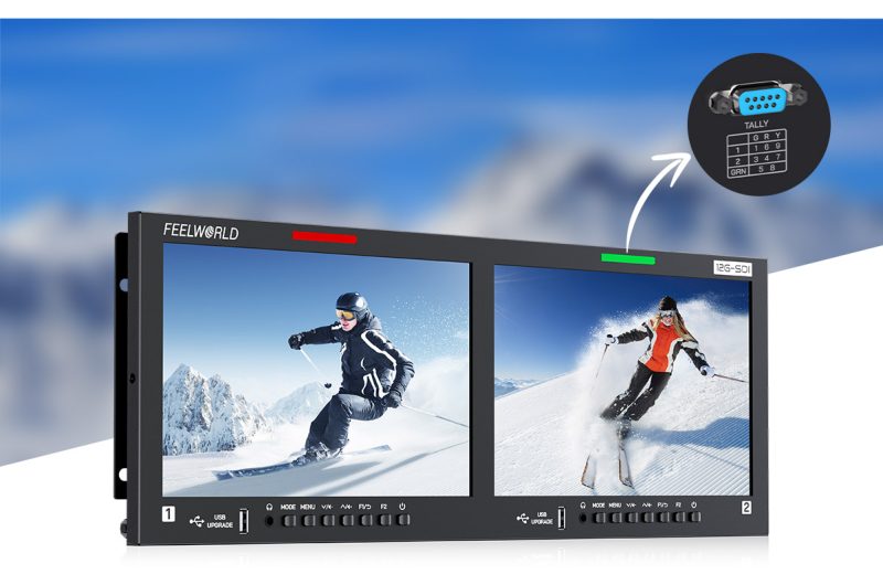 Feelworld FRM1001G Monitor Dual 10.1 inch, Rackmount 4RU, 12G-SDI, HDMI 2.0, Rezolutie 1920x1200