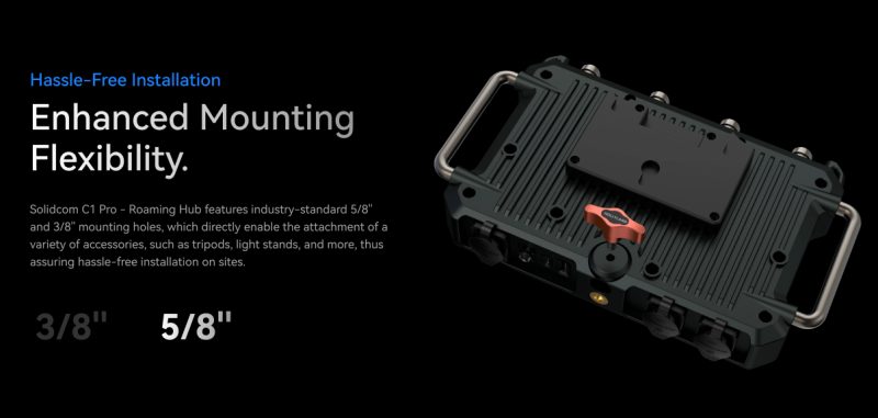 Hollyland Solidcom C1 Pro Roaming Hub 10S, Sistem Intercom Wireless, 10 Casti Single-Ear, Montura V-mount, DECT 1.9GHz