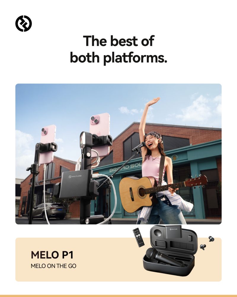 Hollyland MELO P1 Ultimate Combo, Sistem Wireless Creatie Muzicala, Mixer Audio Inteligent, Microfon Condensator, Casti TWS