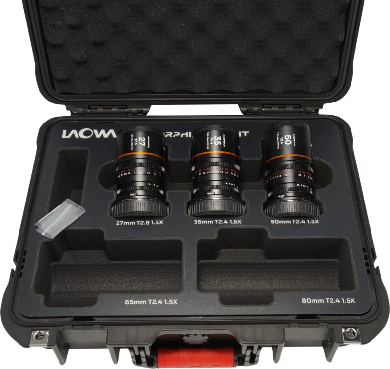Laowa Nanomorph S35 Prime 3-Lens Bundle, 27mm 35mm 50mm, Amber, Montura Canon RF, Anamorfic 1.5x, T2.8-T2.4